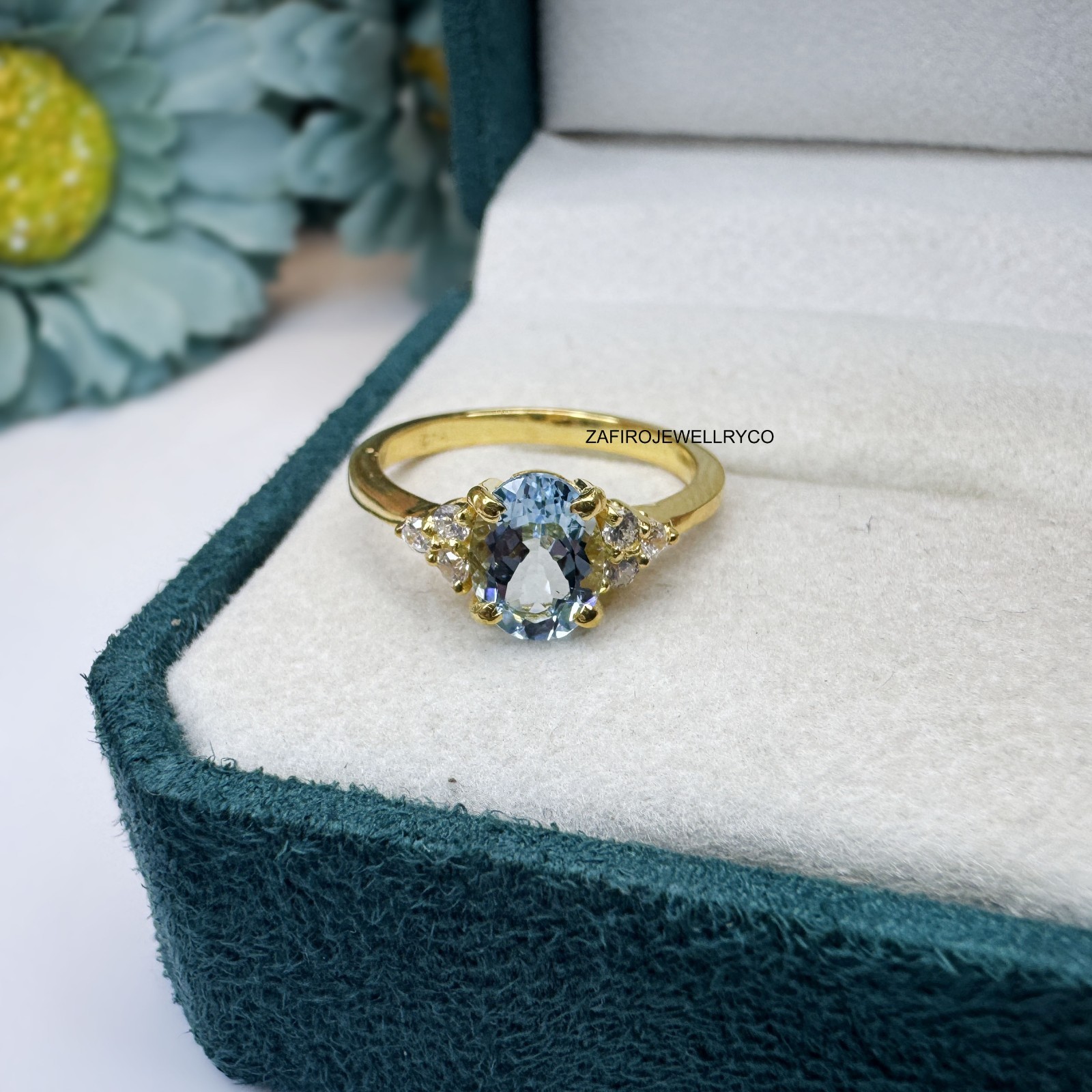 Blue Aquamarine Ring, 925 Sterling Silver, Ring, Wedding Ring, Lab Created