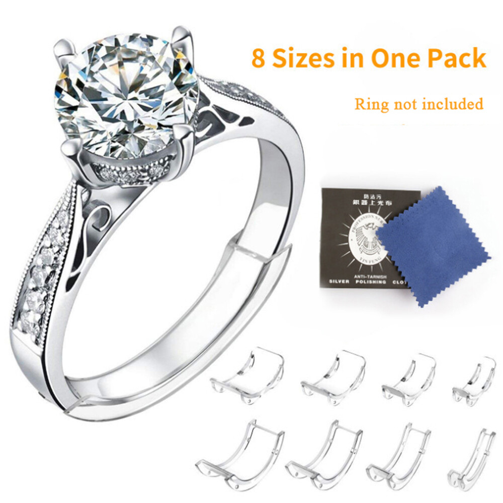 Loose Ring Size Adjuster Invisible Reducer Spacer 8 Pcs Clear Guard Tightener⇖