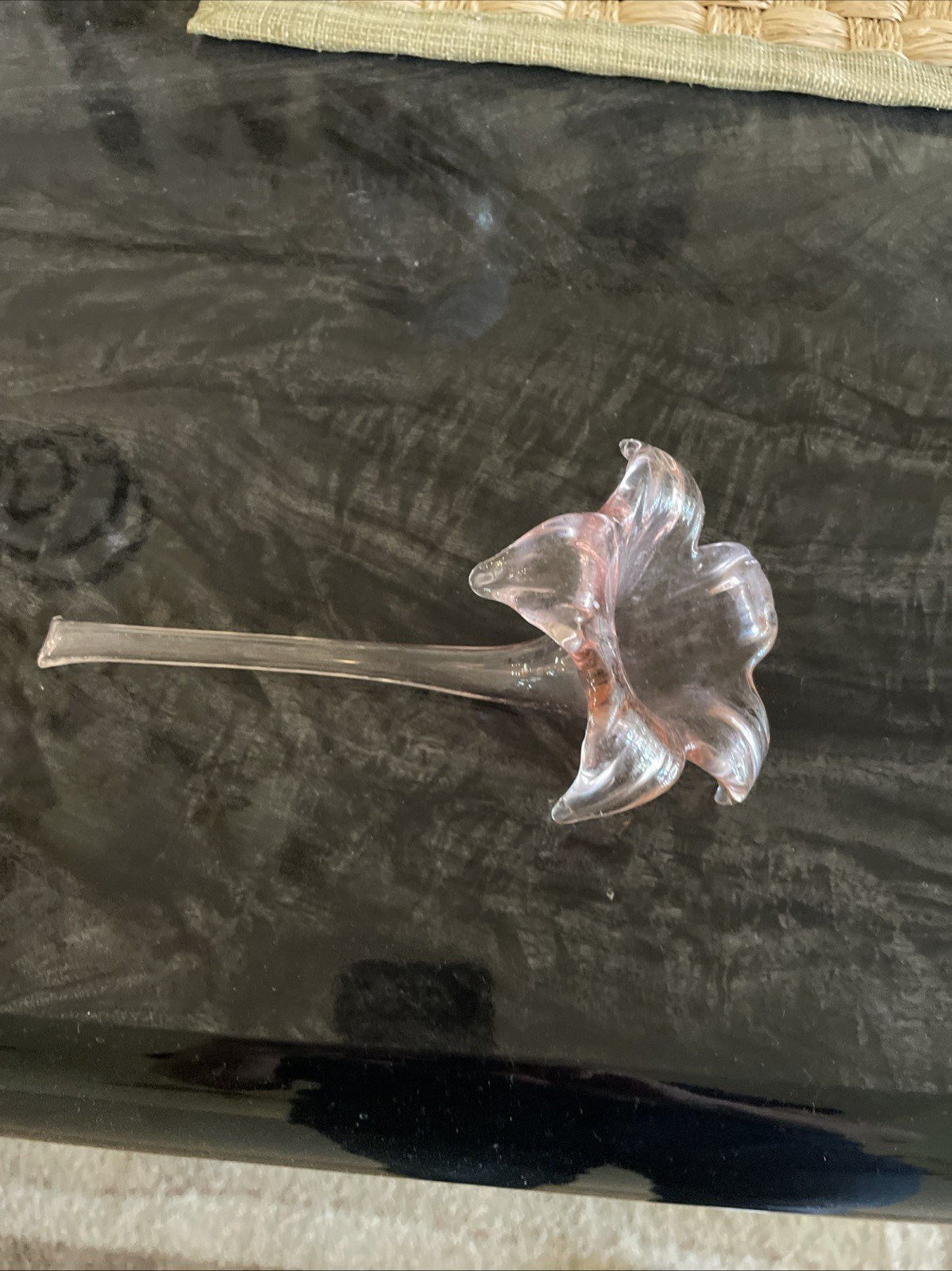 Vintage Hand Blown  Pink Art Glass Lily Trumpet Flower Bud Vase Floral 7”