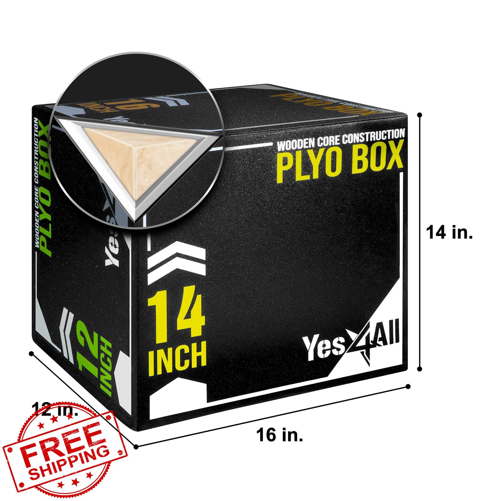 Yes4All 3-in-1 Soft Plyo Box Wooden Core Cushioned