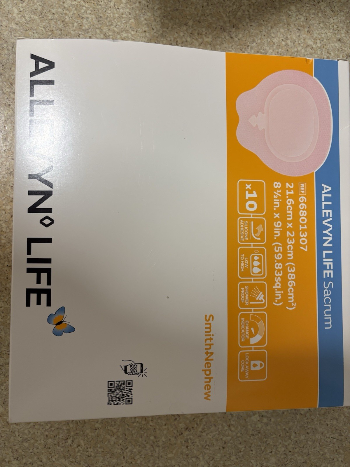 Smith & Nephew Allevyn Life Sacrum Foam Dressing 66801307 8.5” x9”