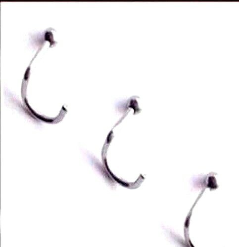 Set of 3 Spiral Nose Rings 18 gauge 8mm Long Stainless Steel 2mm Ball Piercings 