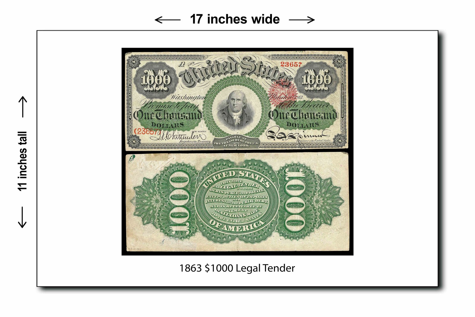1863 $1,000 Legal Tender - 11x17 Poster