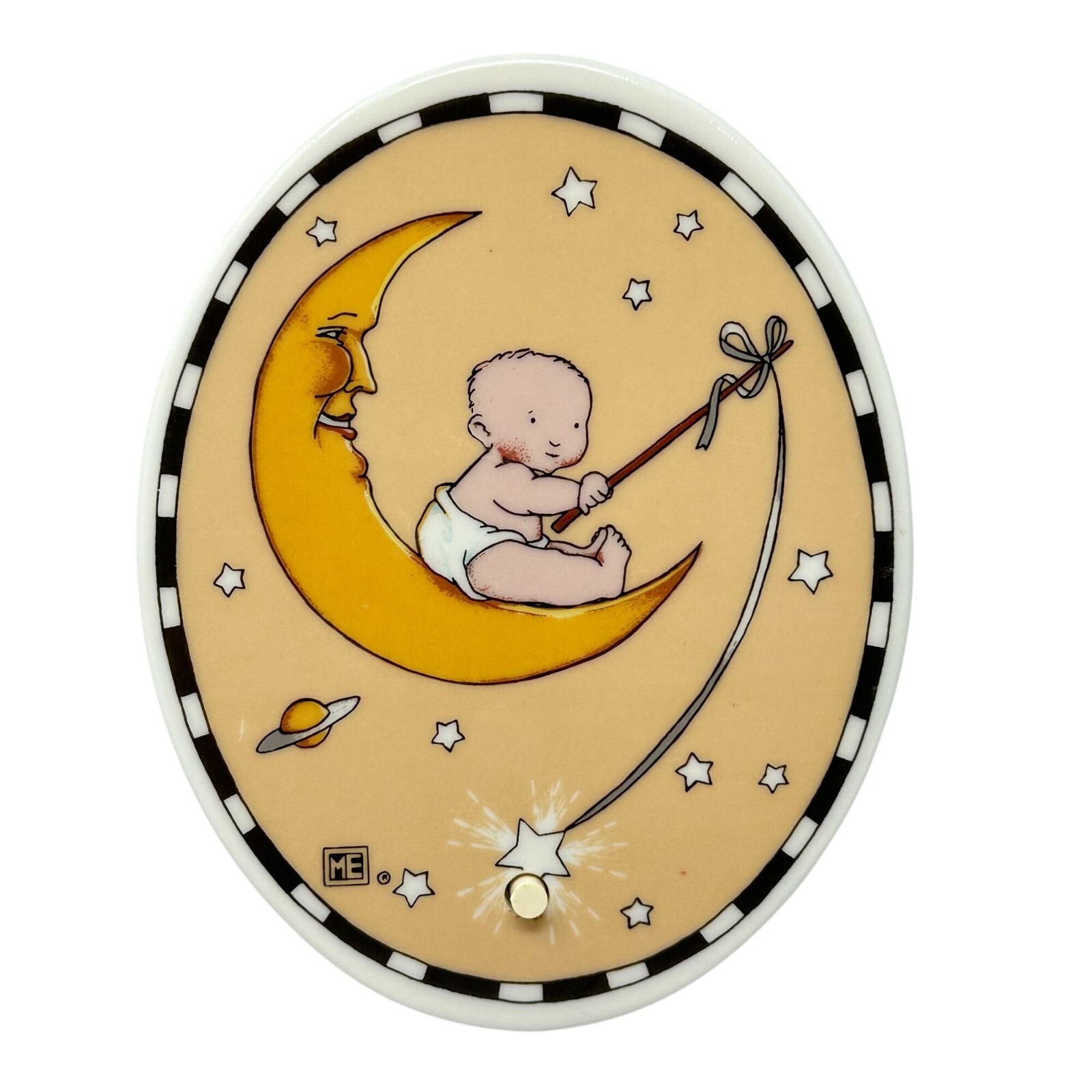 Mary Engelbreit Baby On Moon Ceramic Night Light NOT WORKING READ