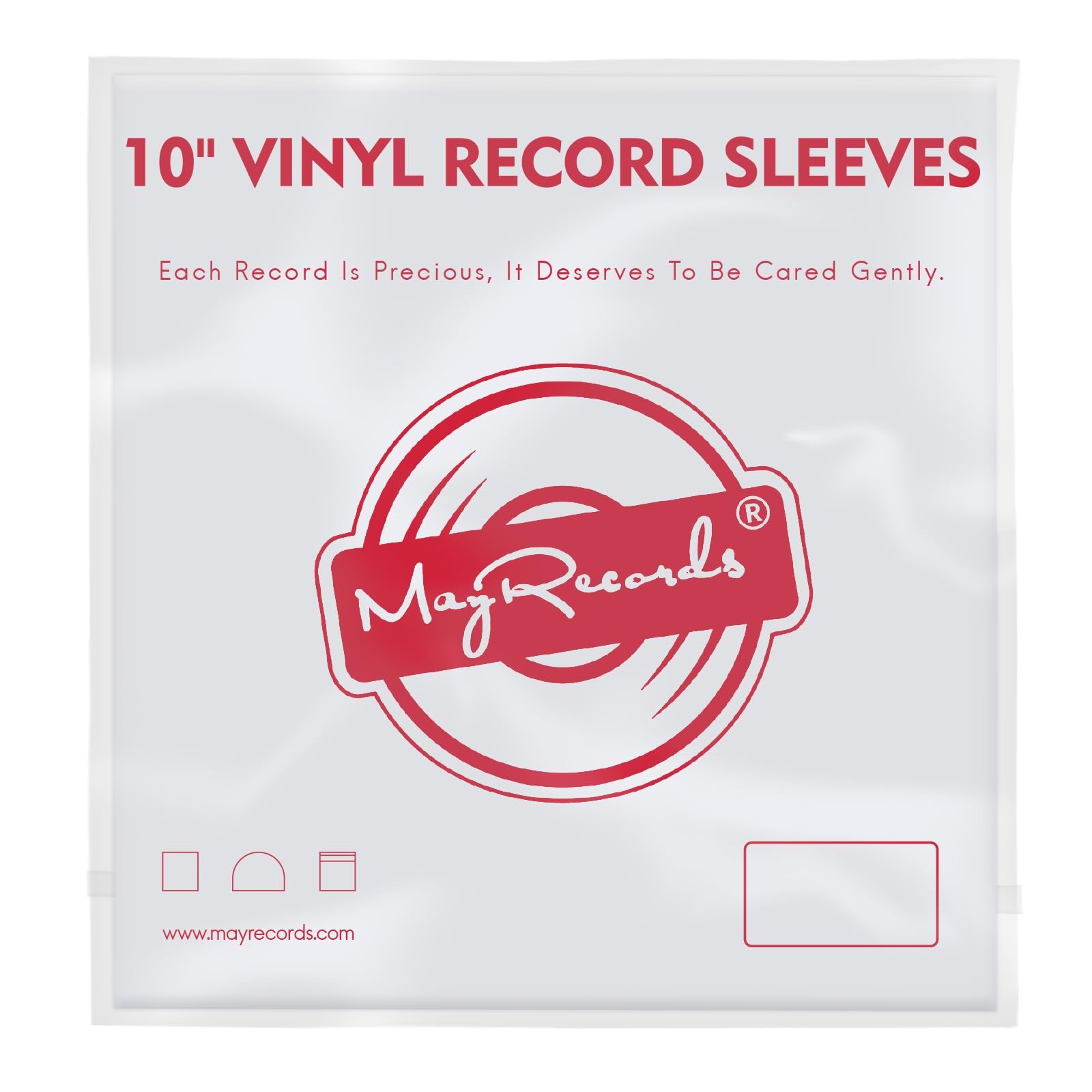 sdroceRyaM 50pcs 10 inch Vinyl Record Outer Sleeves with Flap 10 inch, Clear 