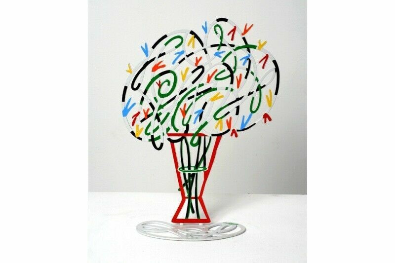 Pop art Metal " White bouquet " sculpture hand painted by DAVID GERSTEIN