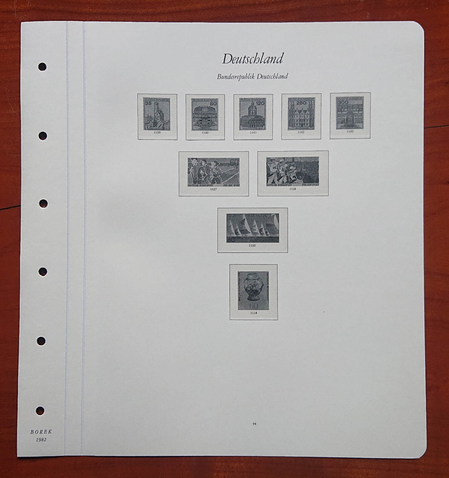 Form sheet Federal Republic of Germany Borek 1982 p. 94 Architecture Sports