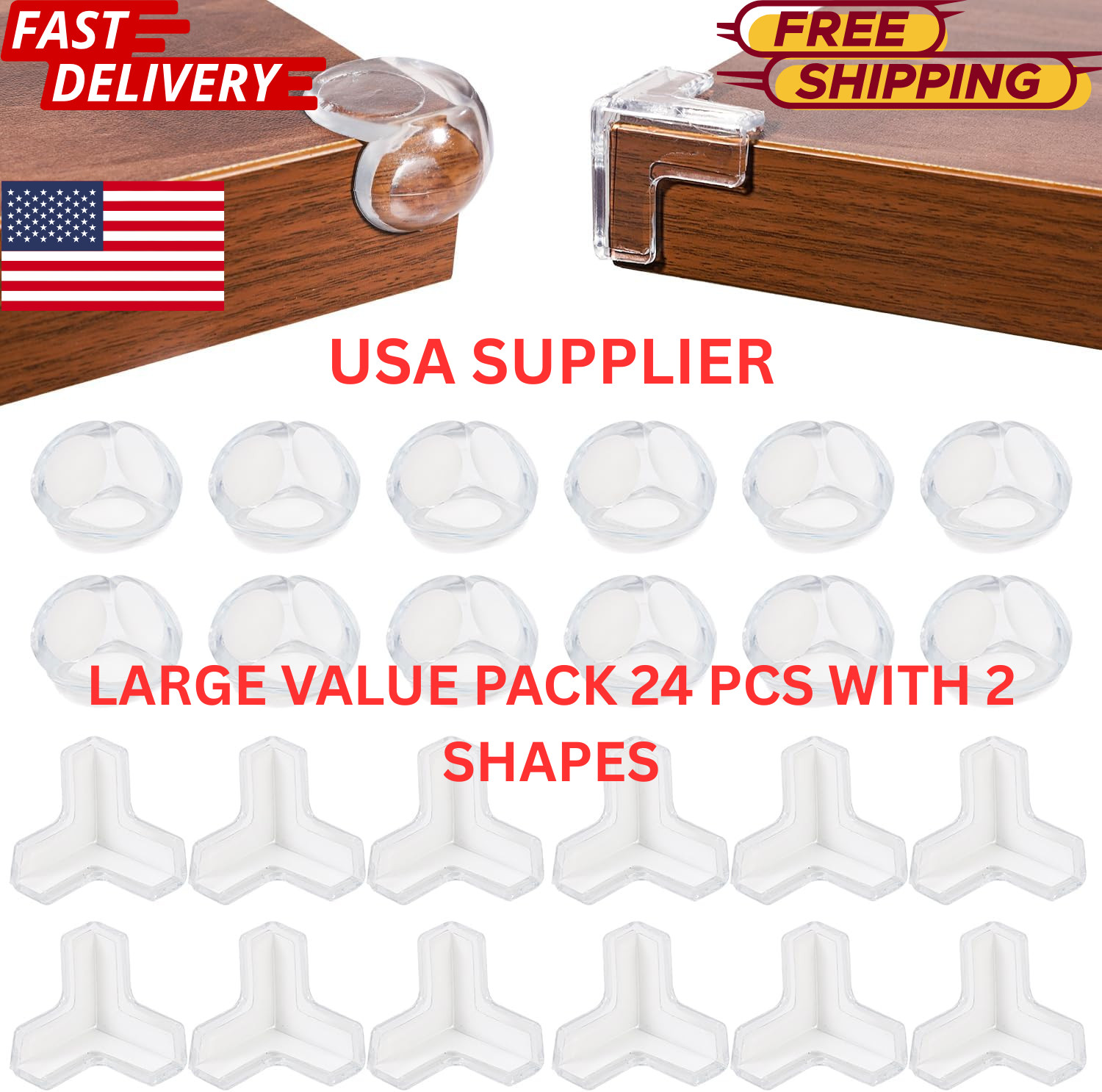 24 Pack Furniture Corner Protectors Guard Baby Safety Table Edge Covers Sharp