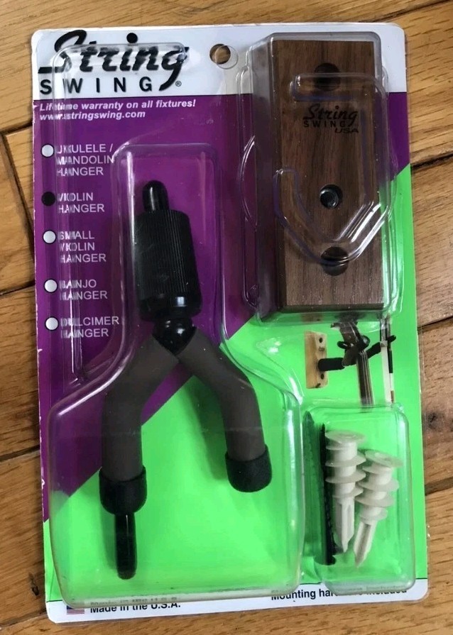 New! PRO! String Swing WALLHanger 3/4 To 4/4 Violin Viola with Oak Mounting Base