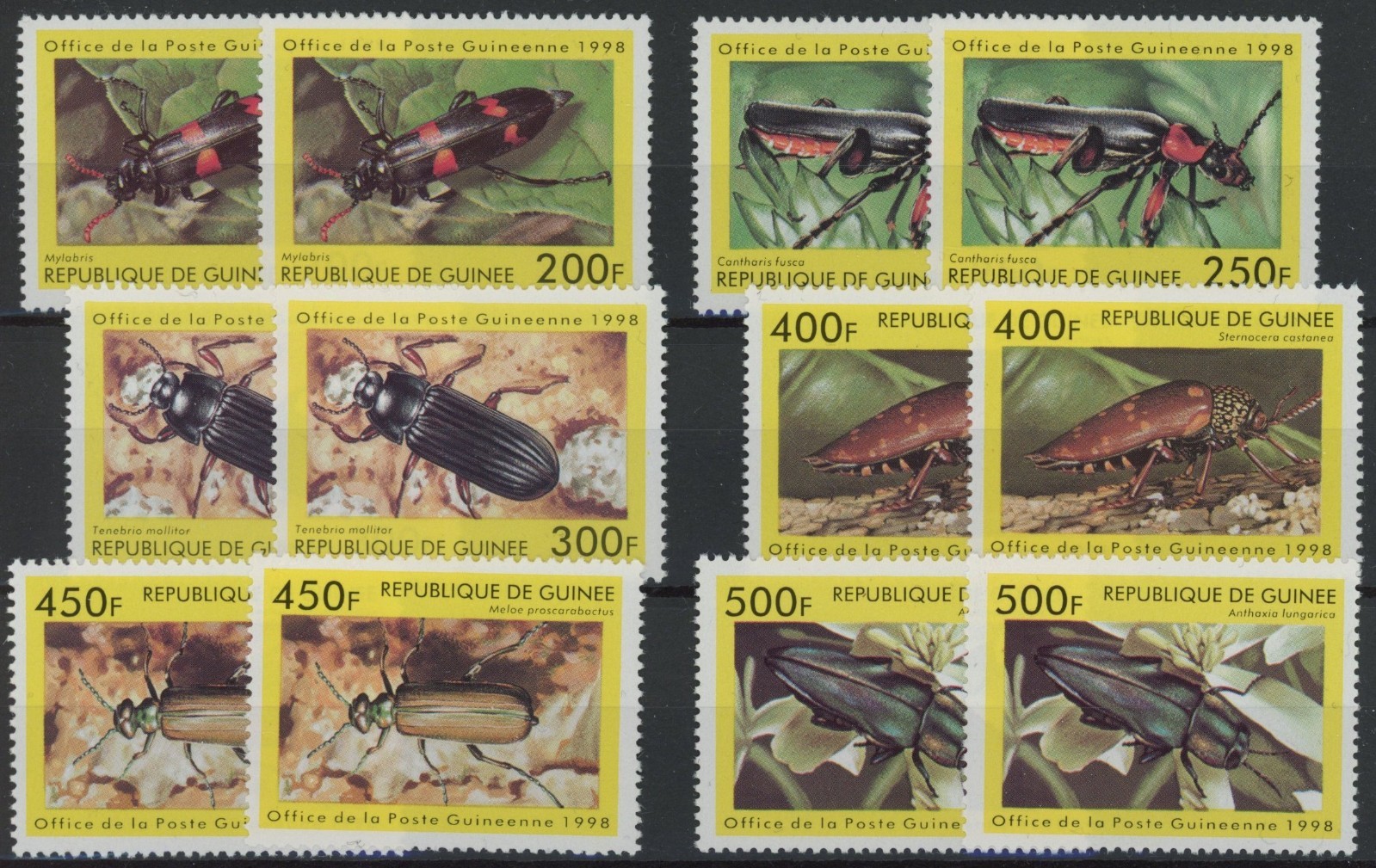 Guinea 1998 : Insects - 2x Good Set Very Fine MNH Stamps