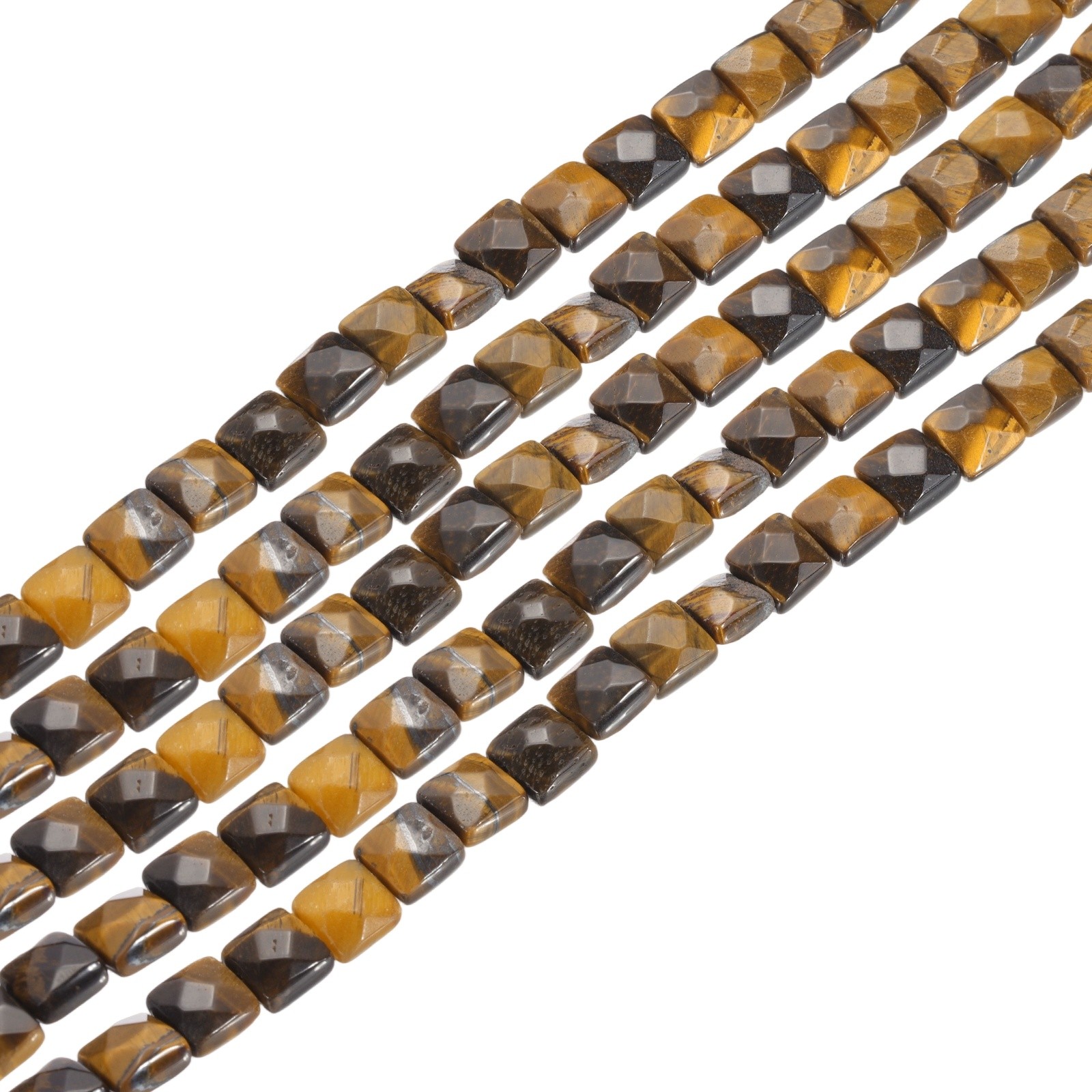 25 Pack Natural Stone Beads, 8mm Natural Yellow Tiger Eye Stones, Yellow Black