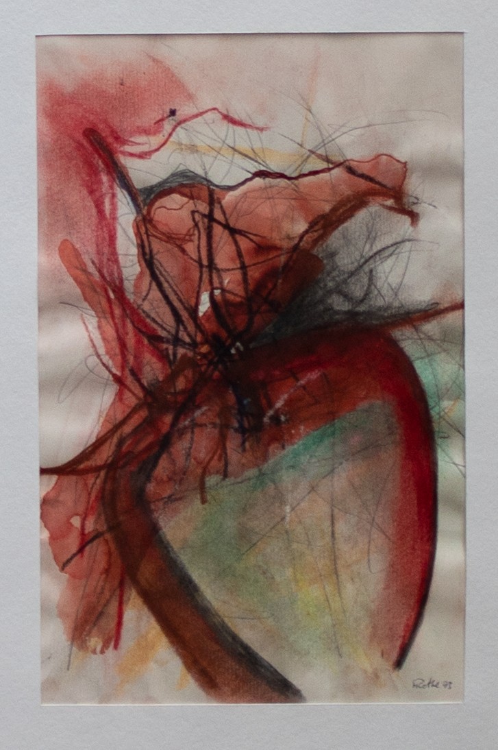 Michaela Rothe Heart Abstract Signed Ink Pastel 1993