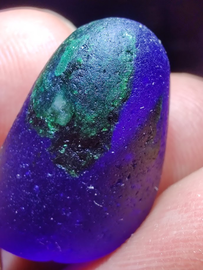 Bright Cobalt Blue Multi w/ Intricate Green Areas-Real Davenport Beach Sea Glass