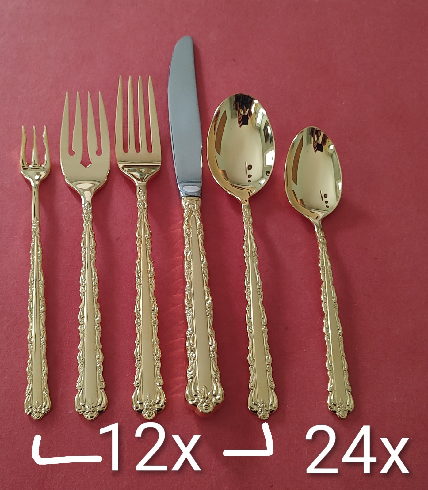 91pc Oneida 1881 Rogers GOLD BELLFONTAINE 12x6pc Place Settings & Serving & CASE