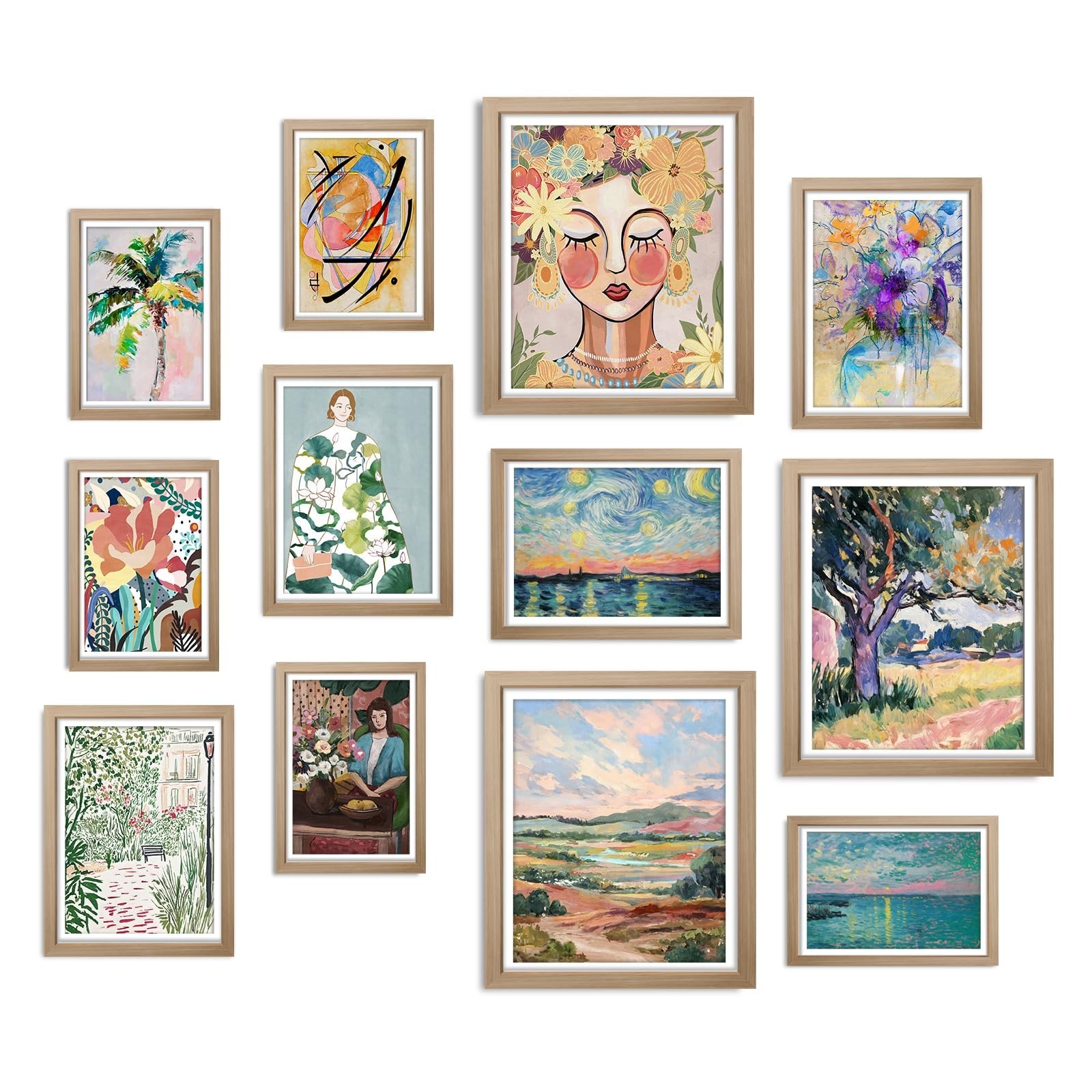 JJY 12 Pcs Colorful Vintage Eclectic Wall Art Prints - Retro Modern Abstract ...