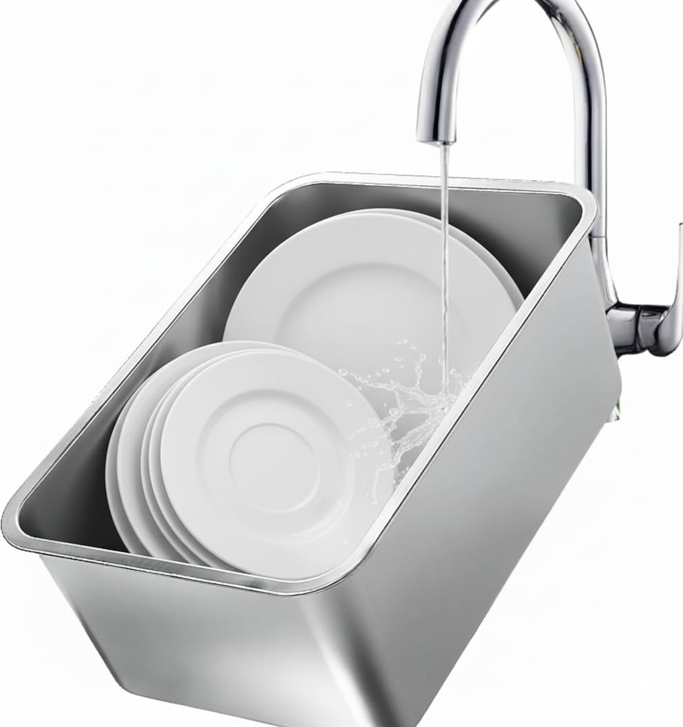 Stainless Steel Dish Basin Multipurpose Kitchen Gray 18L