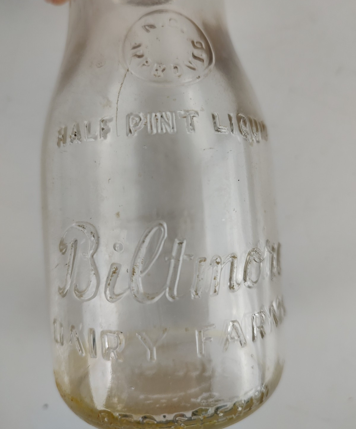 Biltmore Dairy Milk Bottle Embossed Half Pint N.C. Approved Asheville NC Used