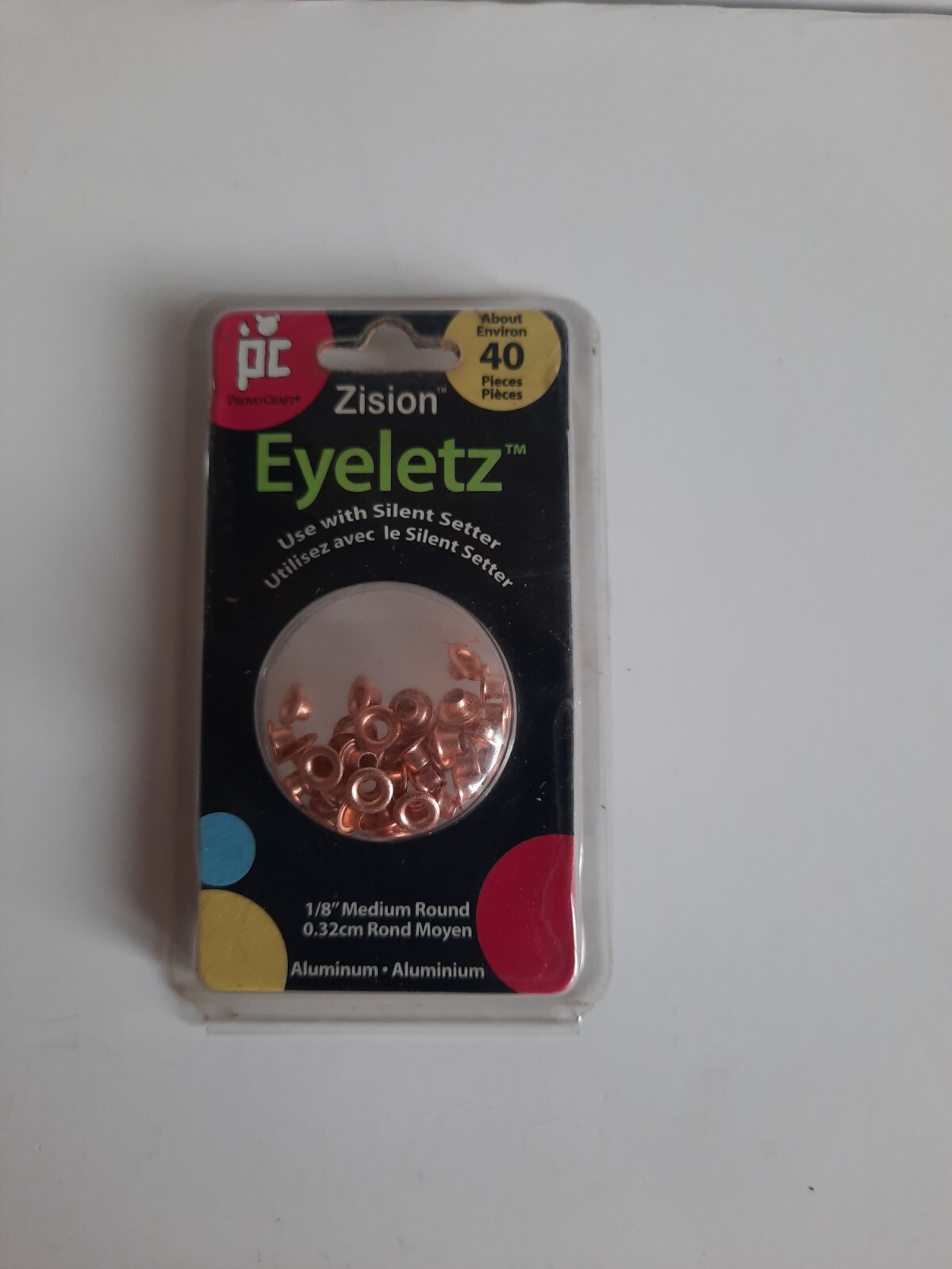 VTG Provo craft 1/8" Medium Round= 1 Pack Of about 40 Eyeletz metallic.