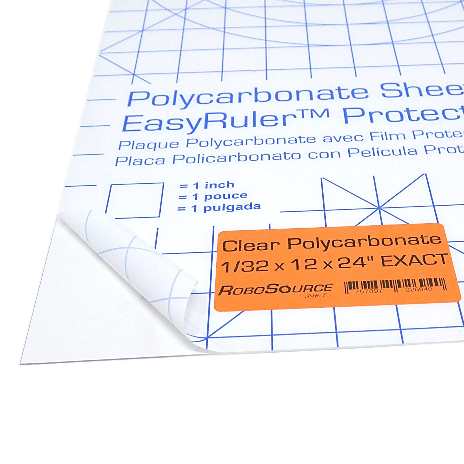 Polycarbonate Clear Plastic Sheet 12" X 24" X 0.030" (1/32") Transparent 