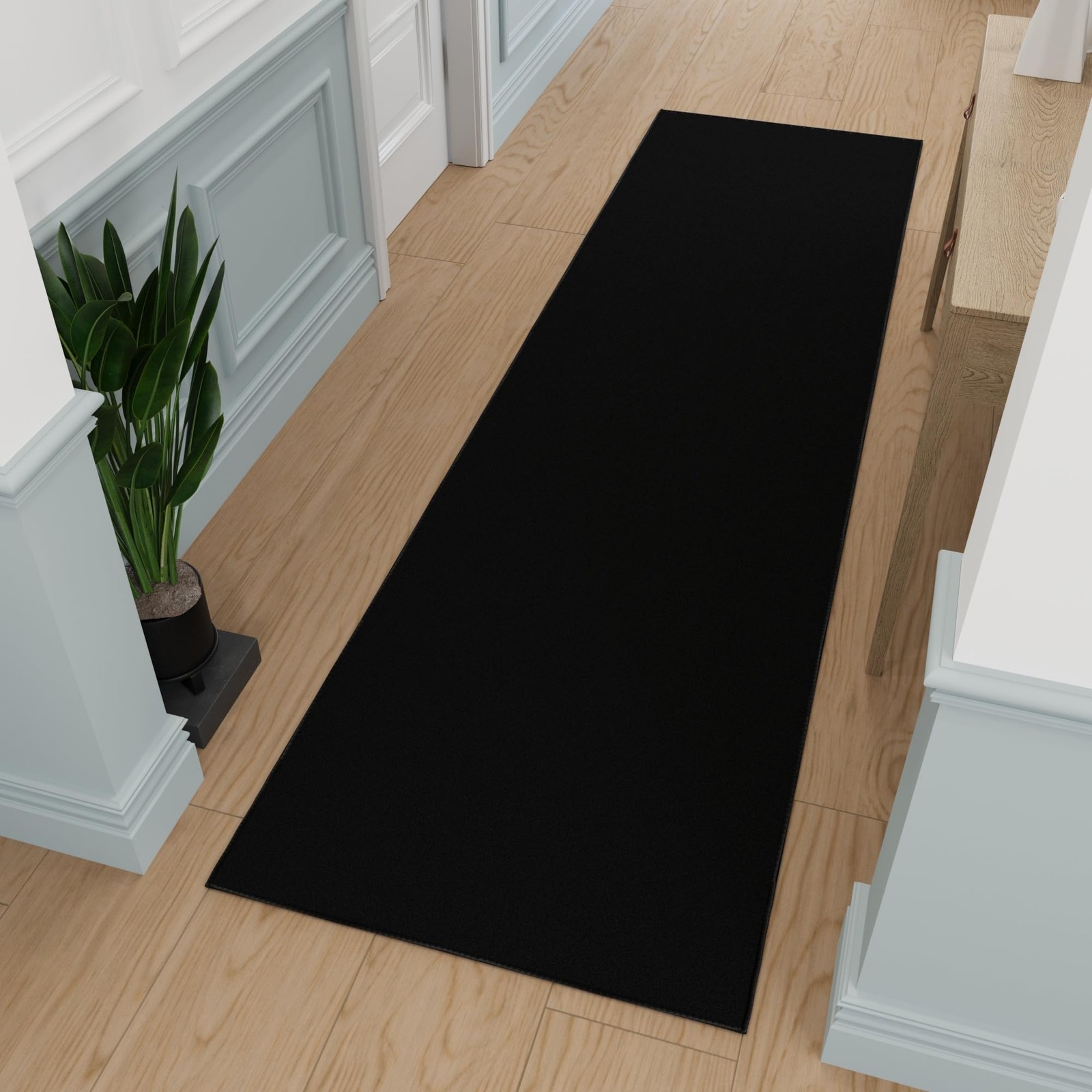 Ottomanson Hallway Runner Rug 1'10"x12' Non-Slip Solid Area Easy Clean Pet-Frien