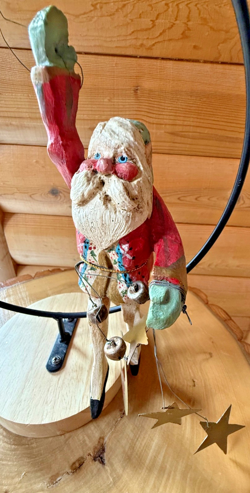 House of Hatten Folk Santa Elf Moon & Stars Christmas Ornament Enchanted Forest