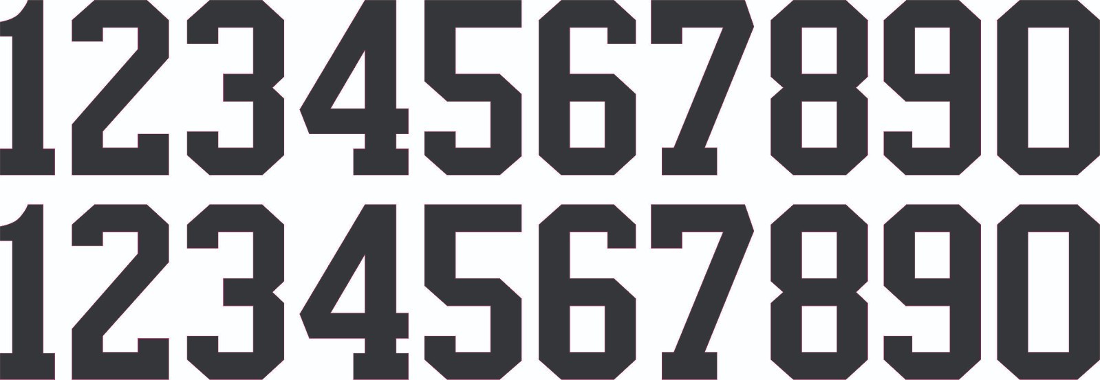 Black 1.5" Number Set for Football Helmets