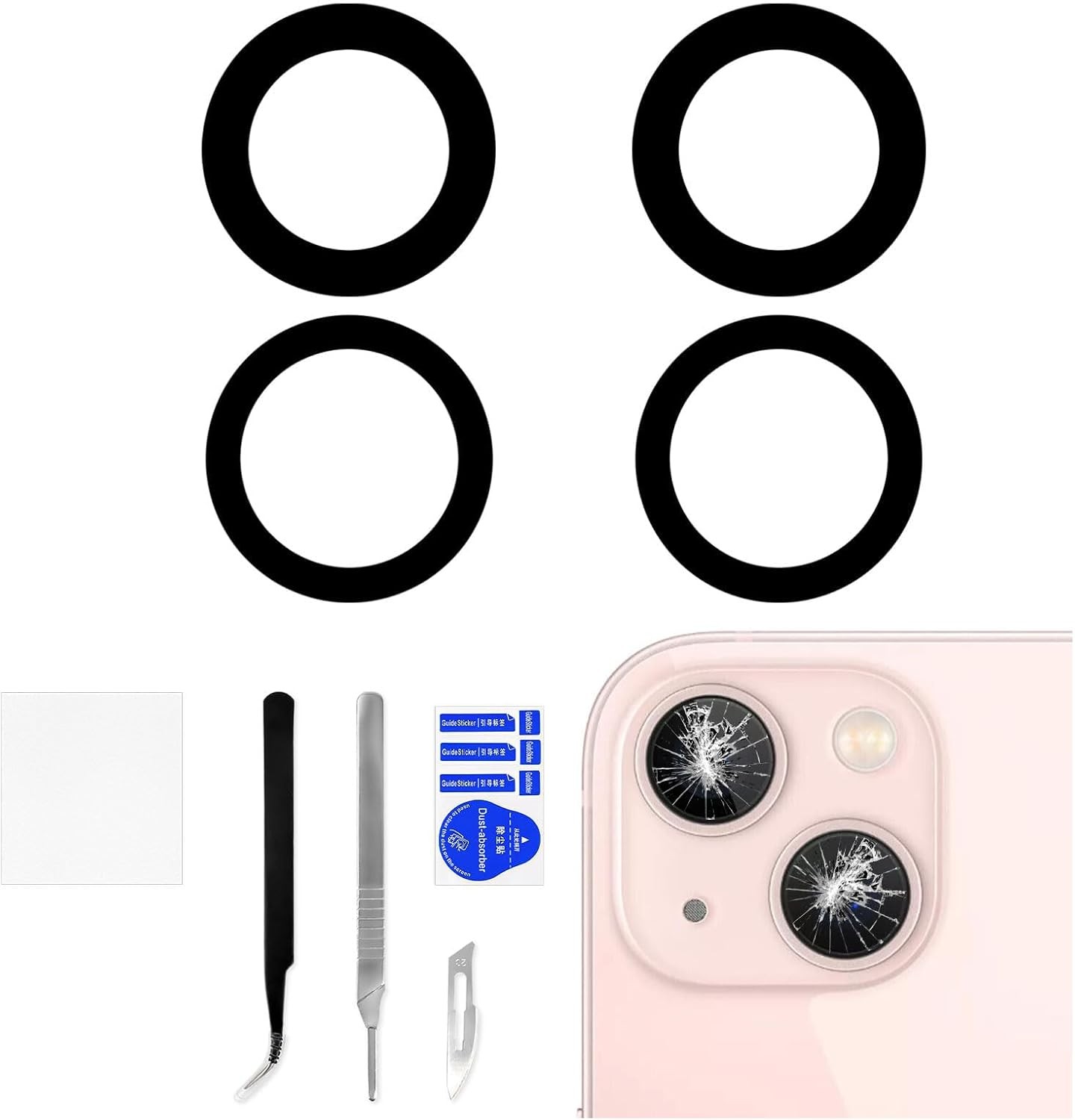 2 Sets for iPhone 13 Back Camera Lens Glass Replacement for iPhone 13 Mini