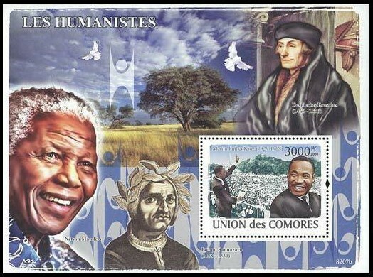 Comoros 2008 MNH MS, King Martin Luther, Mandela, Nobel Peace winners 