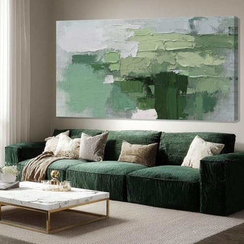SHEYOYE Large and White Canvas Wall Art Paintings | Abstract 58"L x 29"W Green