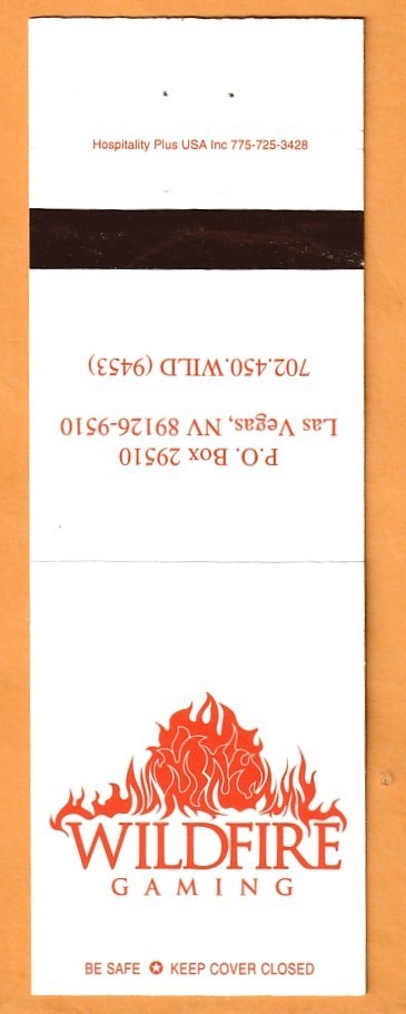 Wildfire Gaming Casino Matchbook Cover Las Vegas 20 Strike icmsc5