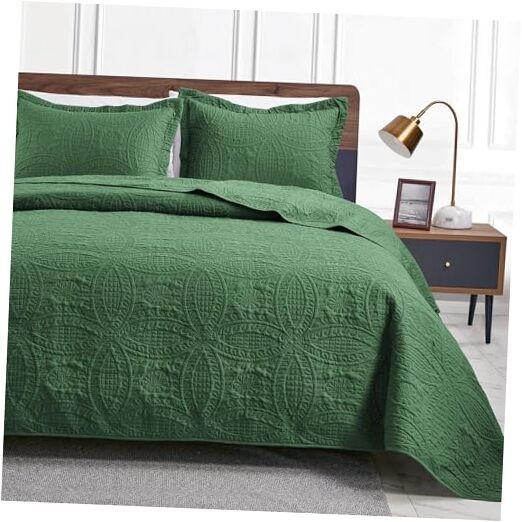  Quilts for Queen Bed Olive Green Full/Queen (90"x96") Coin Pattern Olive Green
