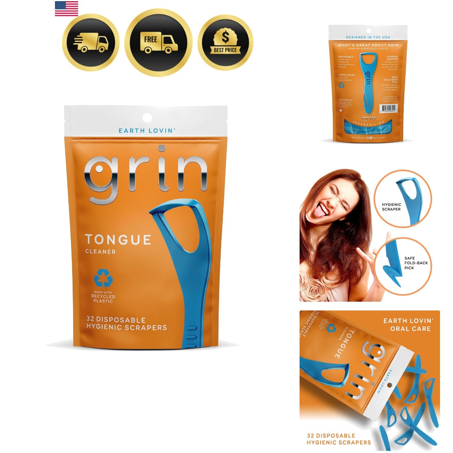 Tongue Cleaner, 32 Count, Disposable Tongue Cleaner, Hygienic Scraper, Recycl...