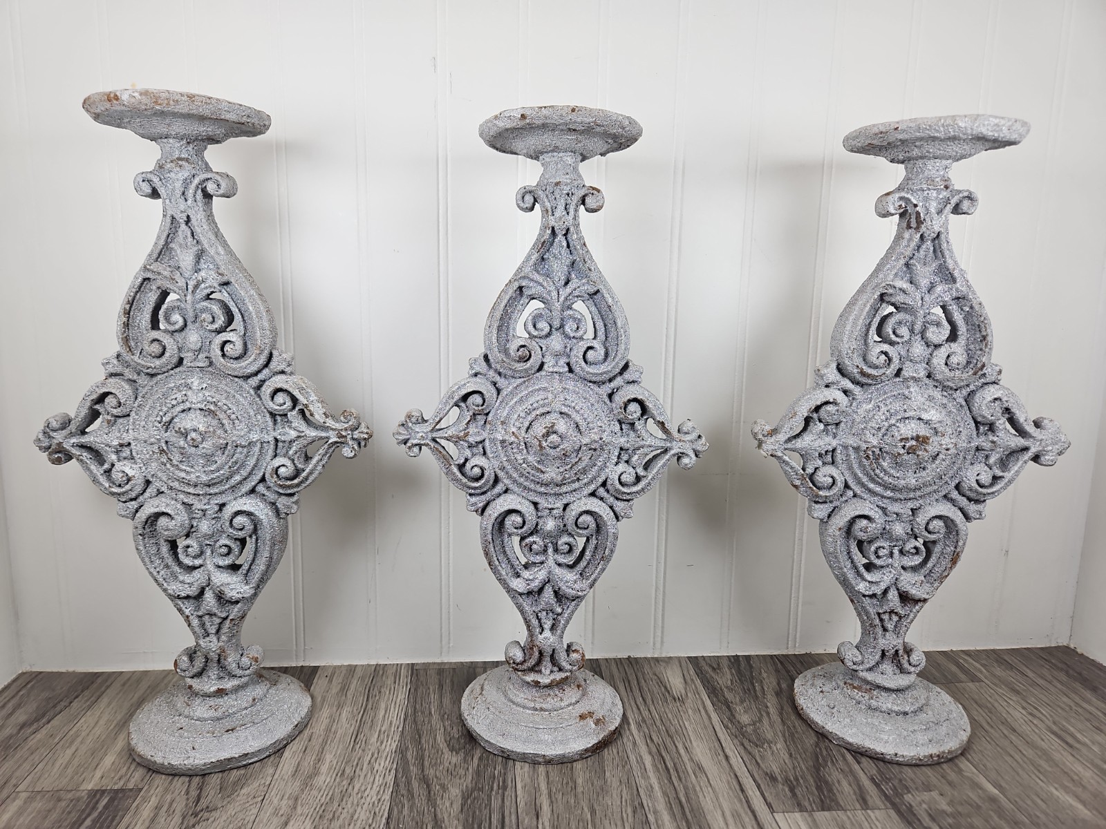 14" Sparkling Silver Candle Holders