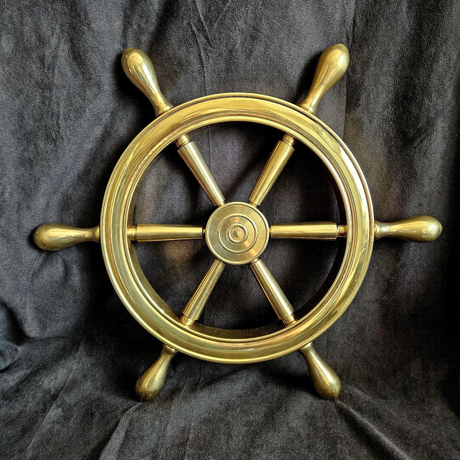 Vintage Solid Brass Ship Boat Wheel 6 Spoke Handles Nautical Marine 18.5"