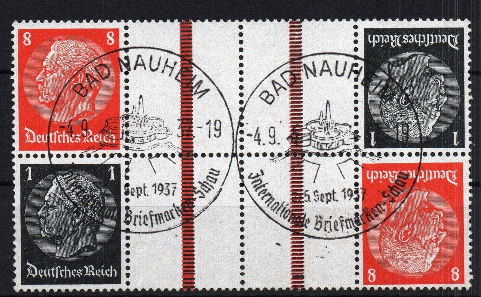 German Reich composite print Michel No. KZ 24, postmarked