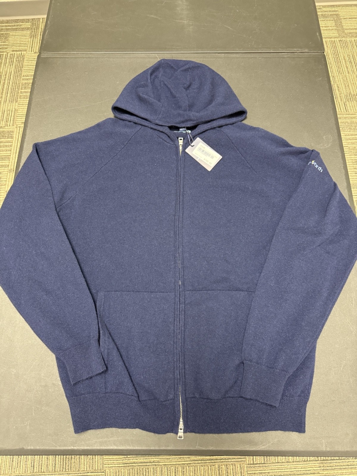 NWT MEN'S PETER MILLAR FULL ZIP CASHMERE HOODIE, SIZE: M, COLOR: NAVY (M10.19)