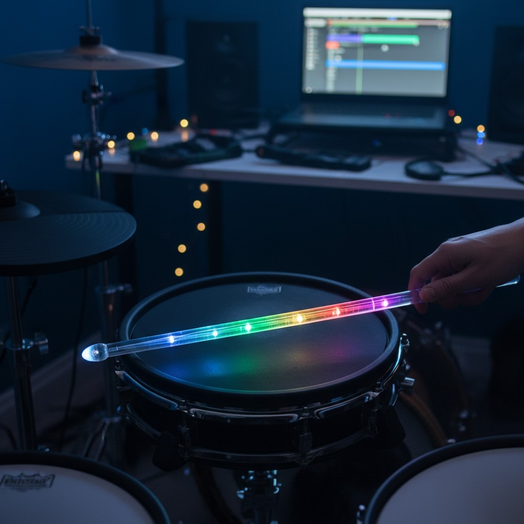 15-Color Changing LED Drumsticks with Carrying Bag - Perfect Drummer Gift