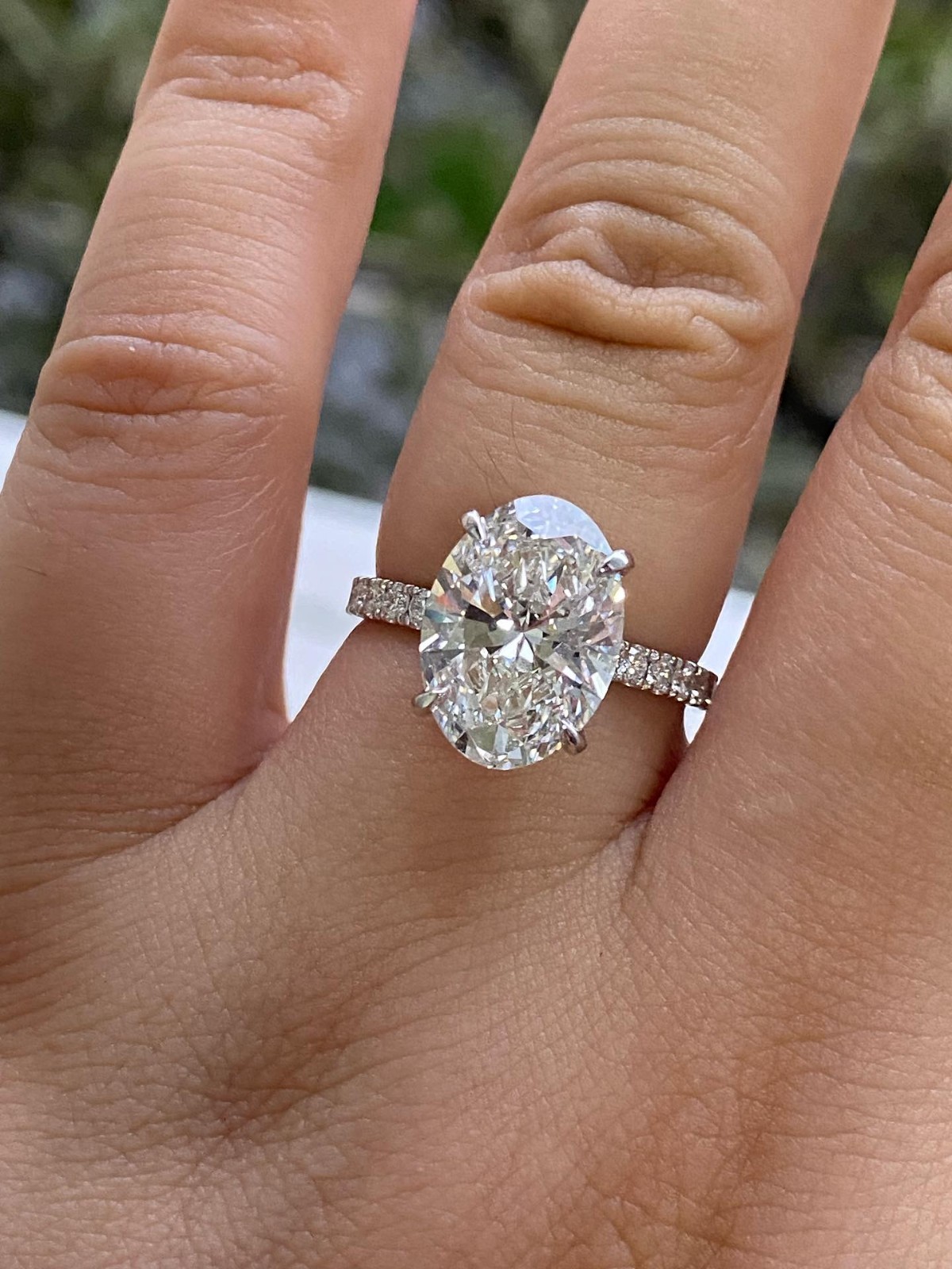 3Ct Oval Cut Moissanite Engagement Ring Pave Band 925 Silver Promise Ring Gift