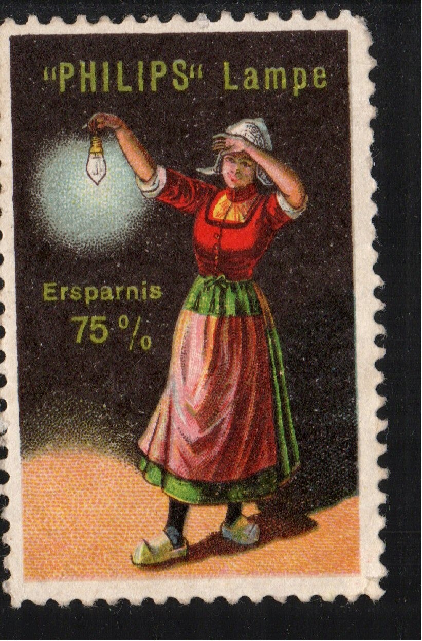 Philips Lampe 75% Savings Vintage German Cinderella Poster Stamp