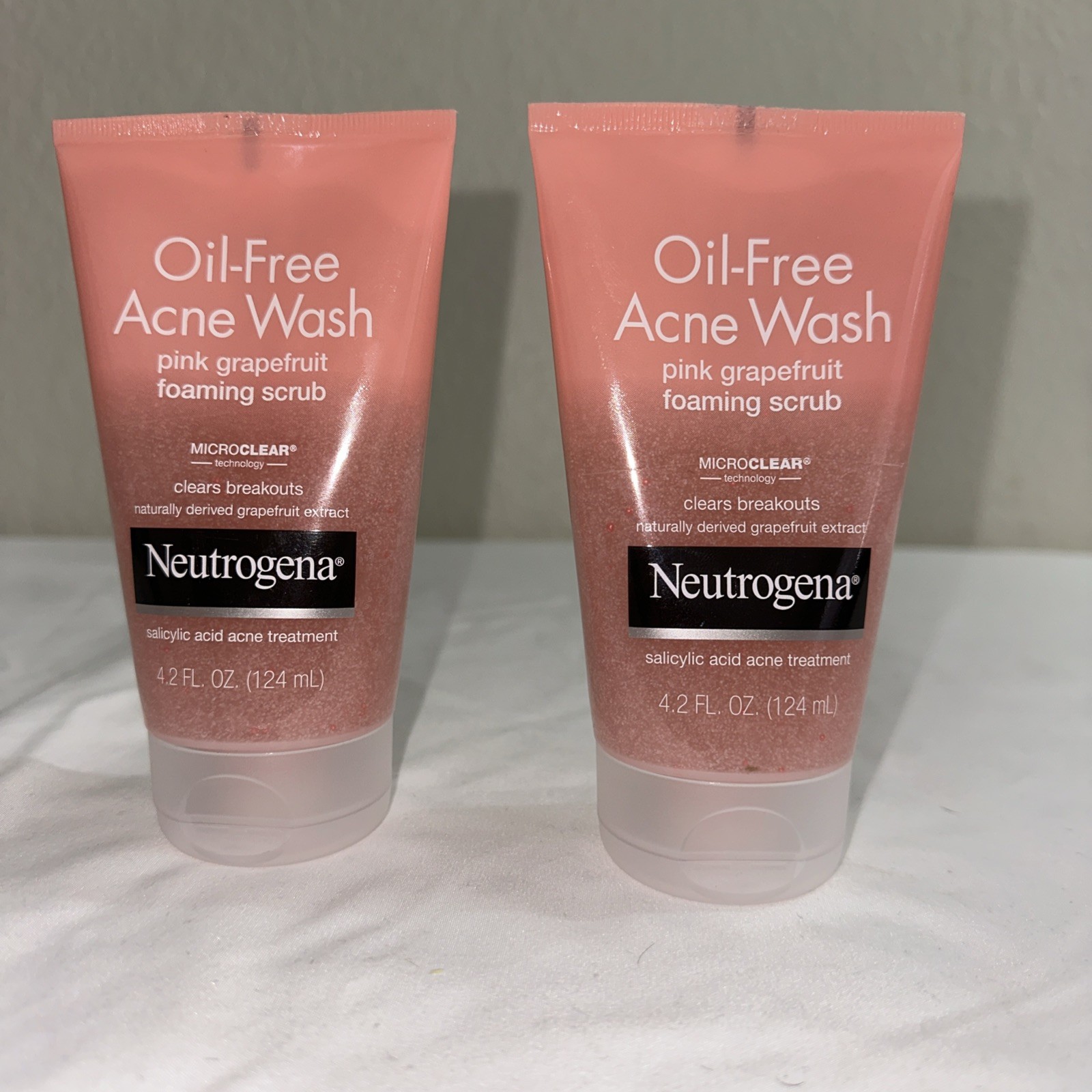 2x Neutrogena Oil Free Acne Foaming Facial Scrub Pink Grapefruit 4.2oz Exp 9/23
