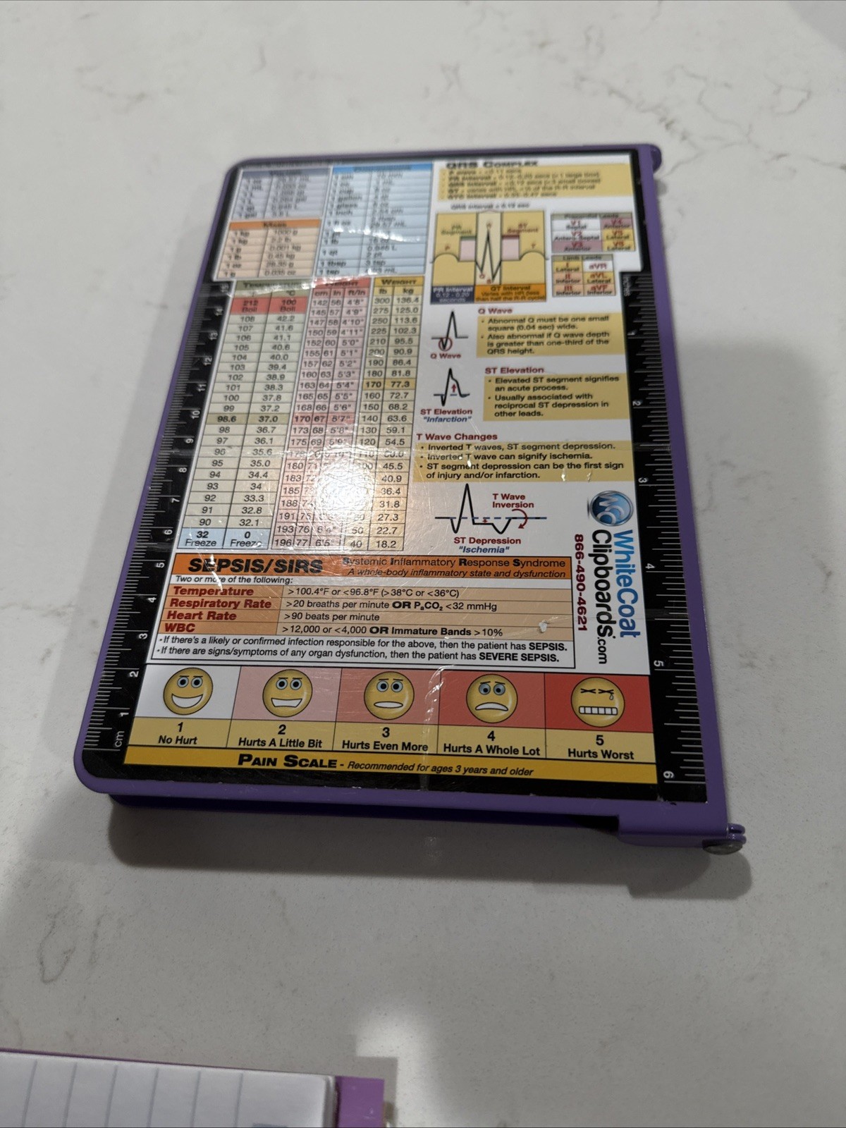 Nursing Folding Clipboard SEPSIS SIRS Heart Rate Injection Sites Cheat Sheets