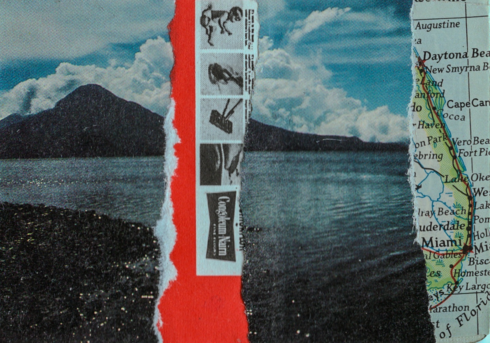 ACEO Mixed Media Collage Abstract Map Art – Haven - OOAK Original Signed