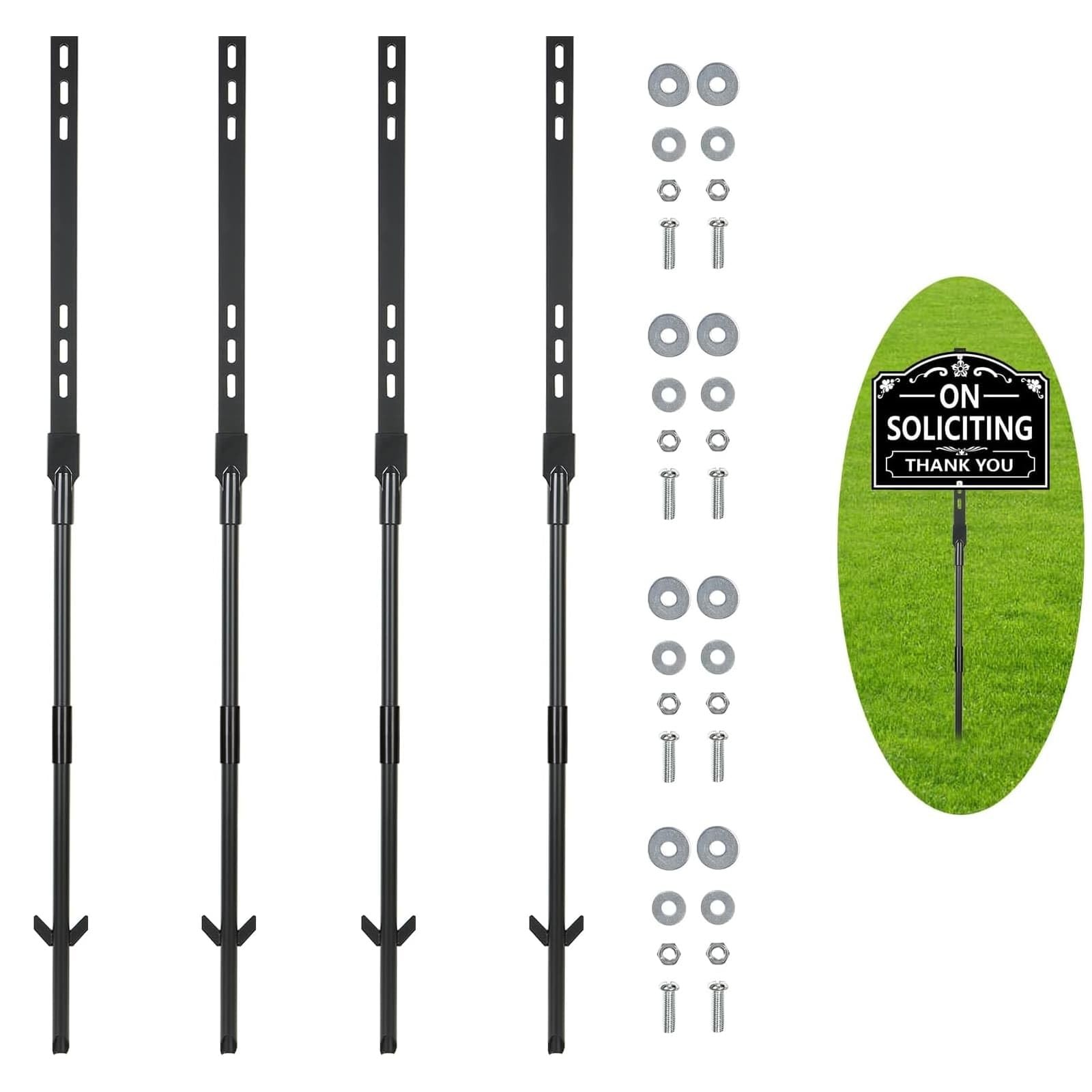 48-Inch Yard Sign Stakes (4-Pack) – Aluminum, Rust-Proof & Durable – Fits Sig...