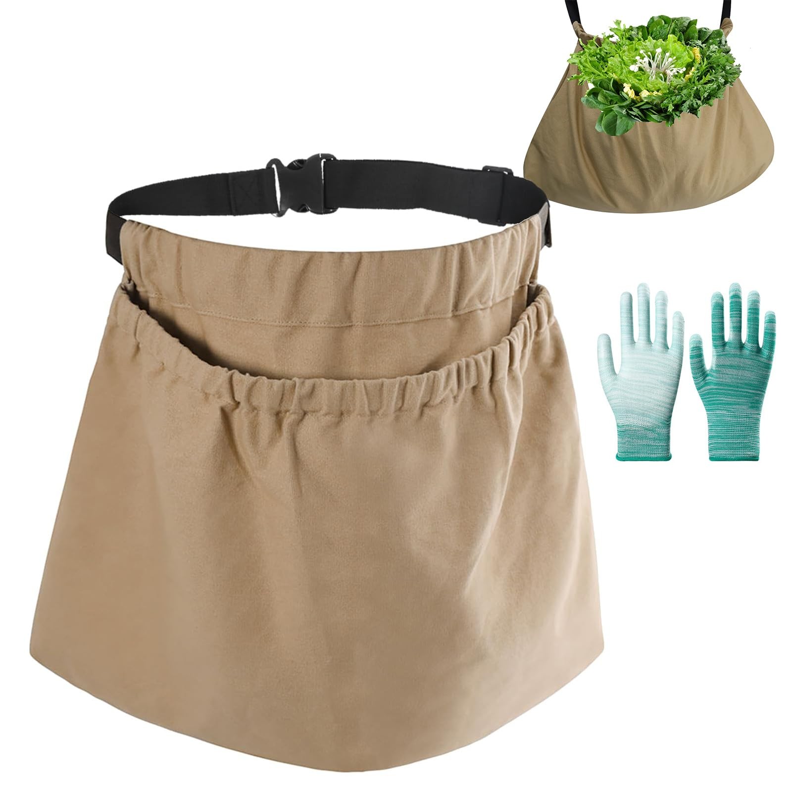 Gardening Apron, Adjustable Waist Garden Apron with Storage Pouch for Vegetab...