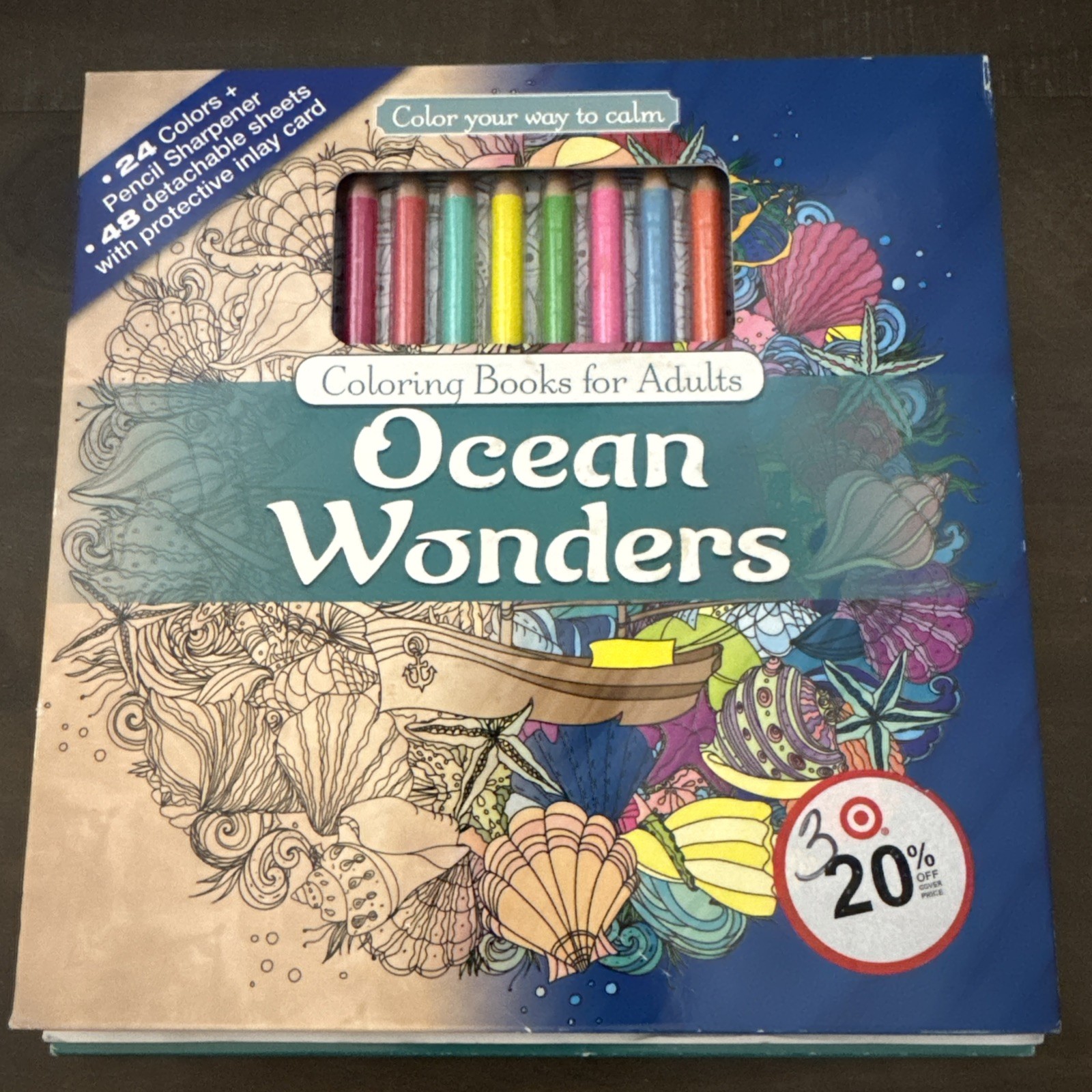 Ocean Wonders Adult Coloring Book Pencil Set Color your way to calm -29 Detacha