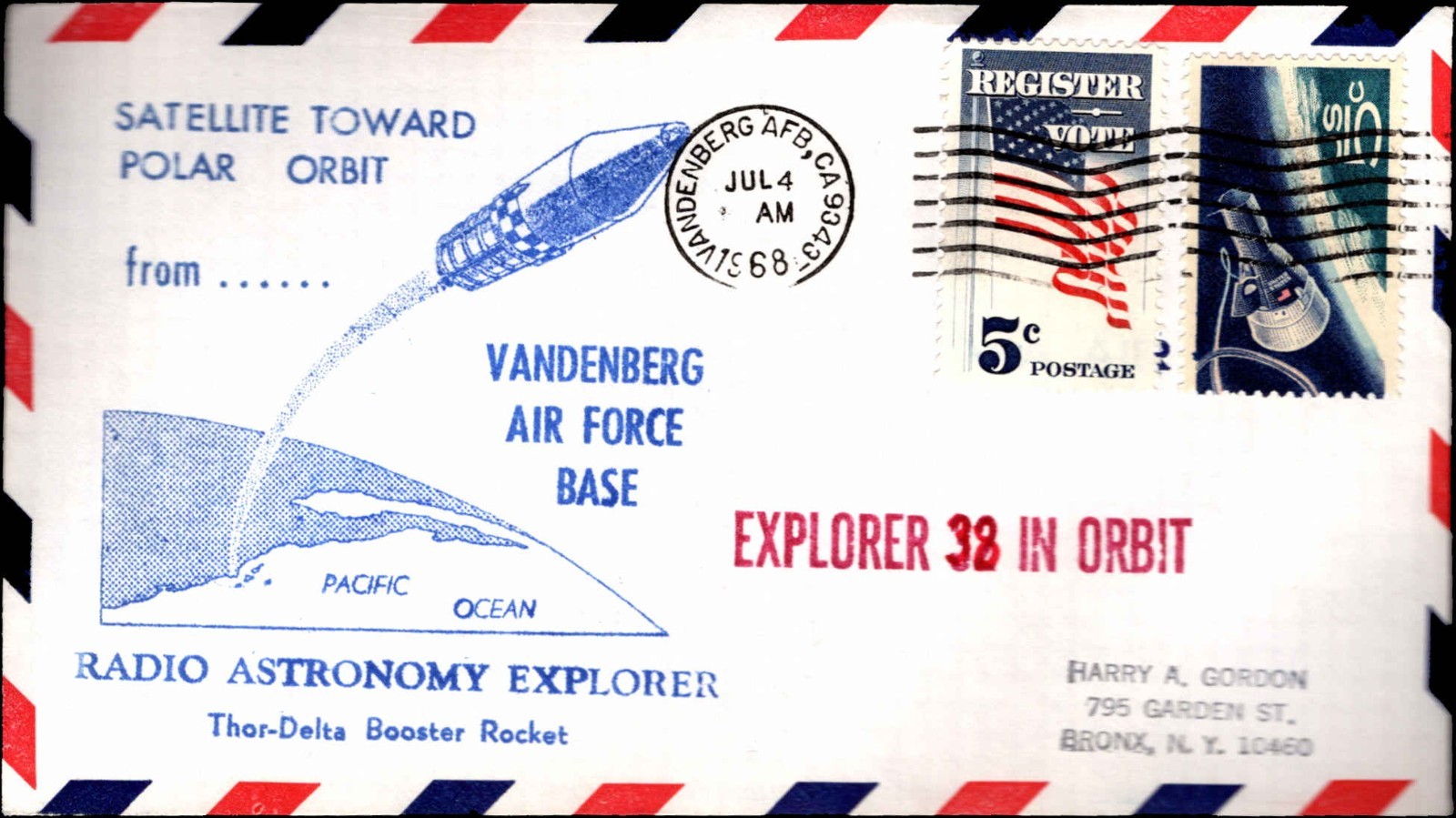 1968 Explorer 38 Satellite Cover Vandenberg AFB Polar Orbit Launch