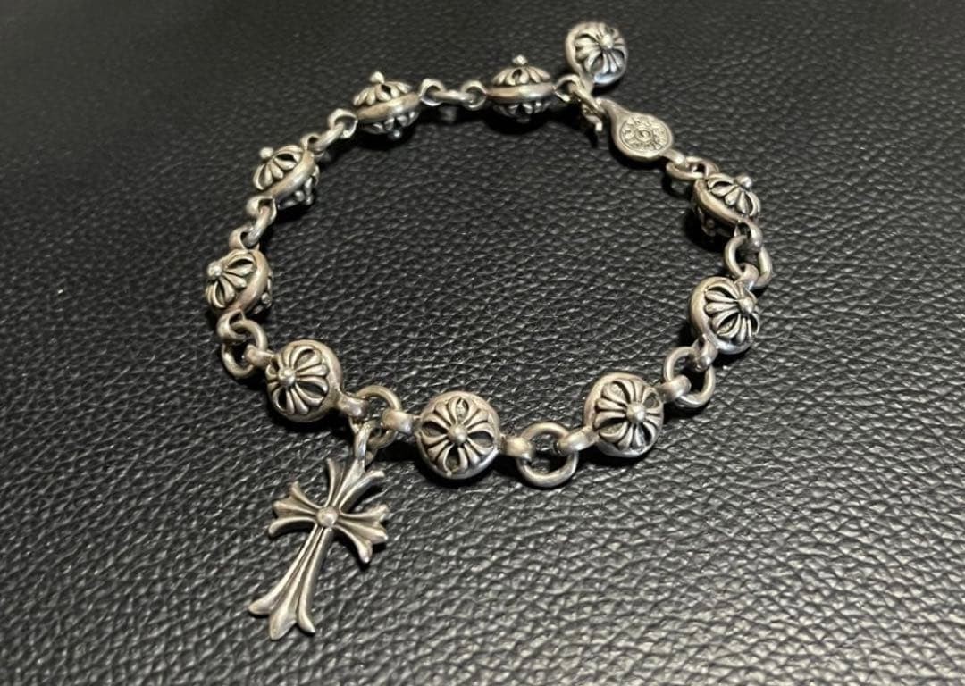 Sterling Silver 925 Cross Ball Bracelet Chain Link