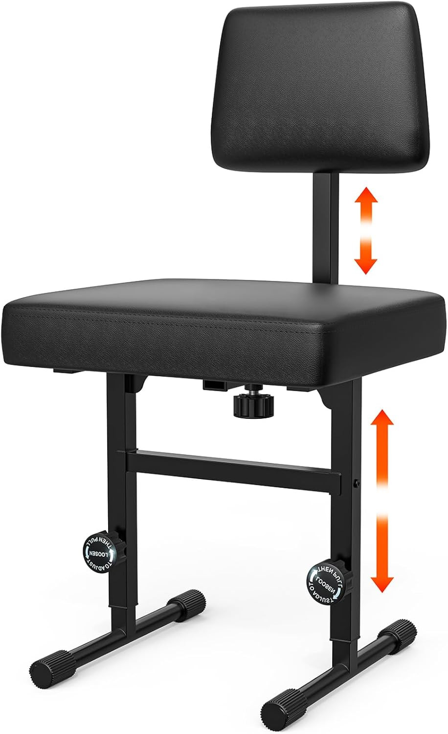 Keyboard Bench Piano Bench Padded Cushion with Backrest Height Adjustable 17.5In