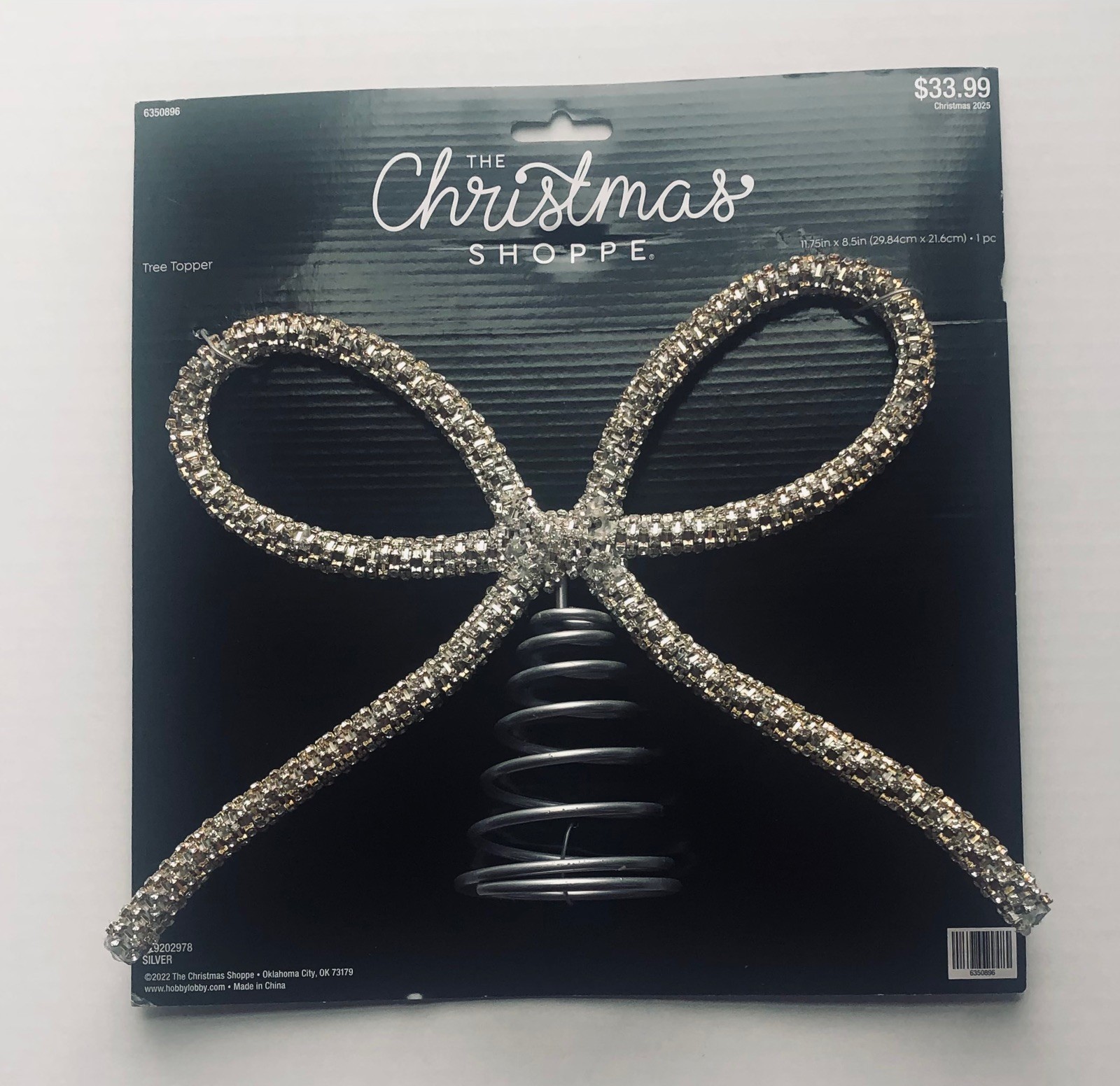 NEW Silver Rhinestone Bow Tree Topper CHRISTMAS Tree Garland Wreath Decor