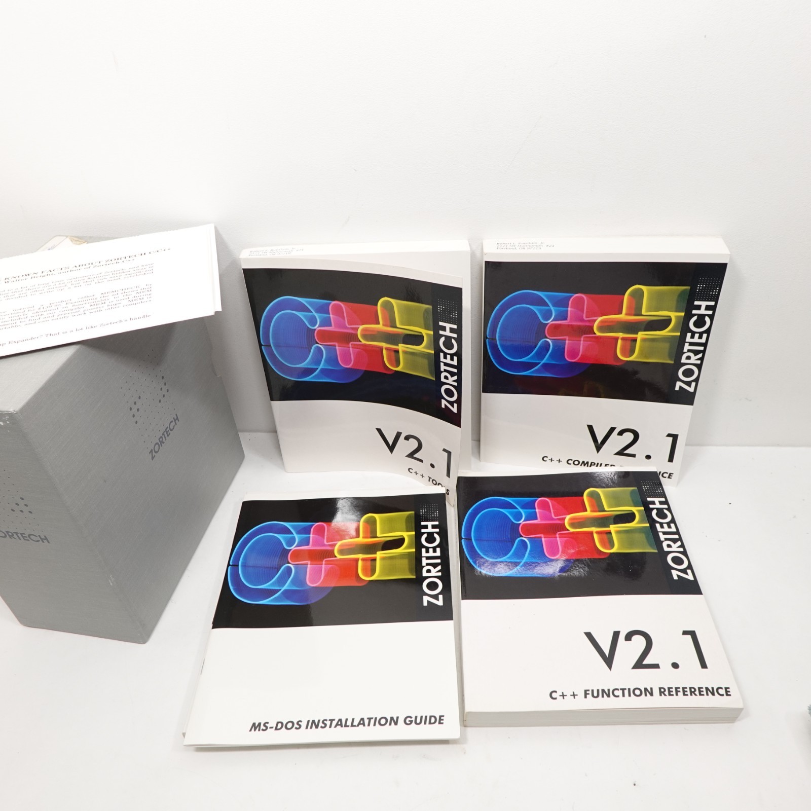 Zortech C++ v2.1 Manuals Lot MS-DOS Compiler & Function Reference Vintage